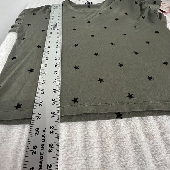 Splendid Women Olive Green Embroidered Star Long Sleeve Crewneck Top XS New $128 - Picture 8 of 8